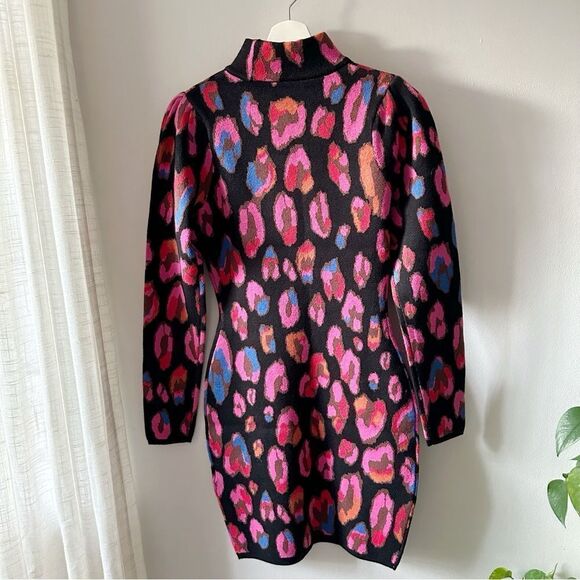 FARM Rio Cut Out Knit Mini Dress- Iridescent Leopards - Picture 4 of 8